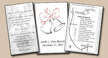 Wedding invitation and favor tag.